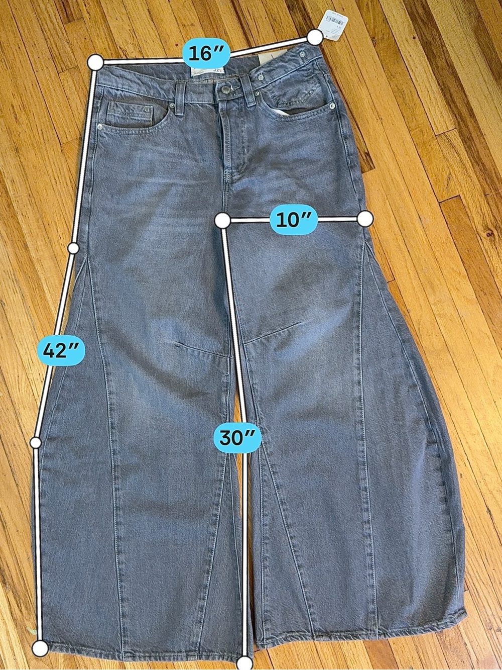 We The Free Grey Wide-Leg Flare Jeans - Picture 7 of 11